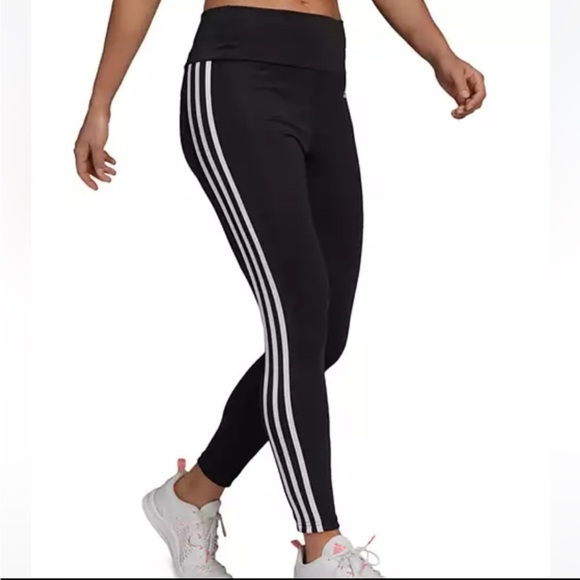 Adidas Women's High Rise 3-Stripes Aeroready black Leggings size small - Picture 13 of 13